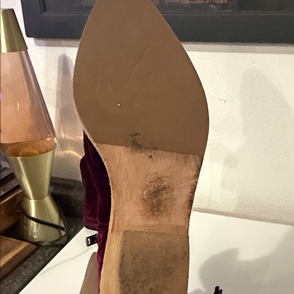 Free People Burgundy Velvet Ankle Booties - Picture 4 of 9